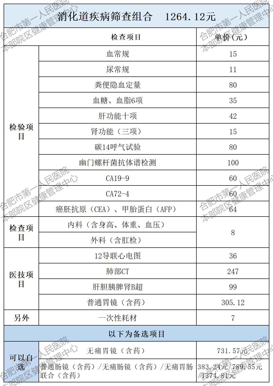 体检套餐 （2024.10月_消化道疾病筛查